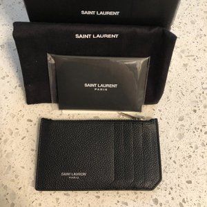 Authentic Saint Laurent Black Fragments Card Holder